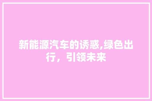 新能源汽车的诱惑,绿色出行，引领未来