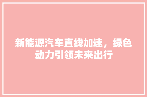 新能源汽车直线加速，绿色动力引领未来出行