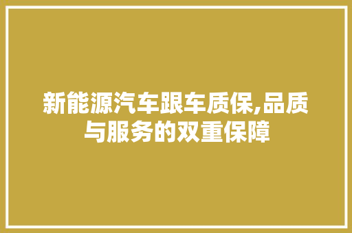 新能源汽车跟车质保,品质与服务的双重保障