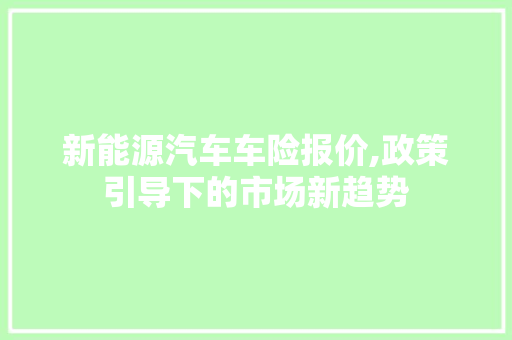 新能源汽车车险报价,政策引导下的市场新趋势