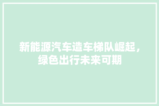 新能源汽车造车梯队崛起，绿色出行未来可期