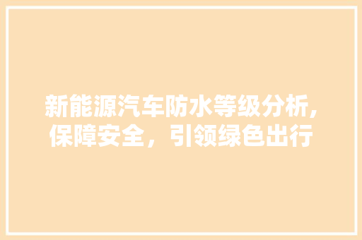 新能源汽车防水等级分析,保障安全，引领绿色出行