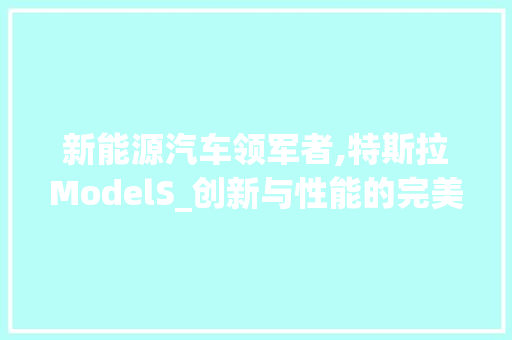 新能源汽车领军者,特斯拉ModelS_创新与性能的完美结合