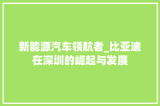 新能源汽车领航者_比亚迪在深圳的崛起与发展