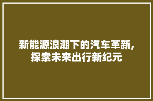 新能源浪潮下的汽车革新,探索未来出行新纪元  第1张