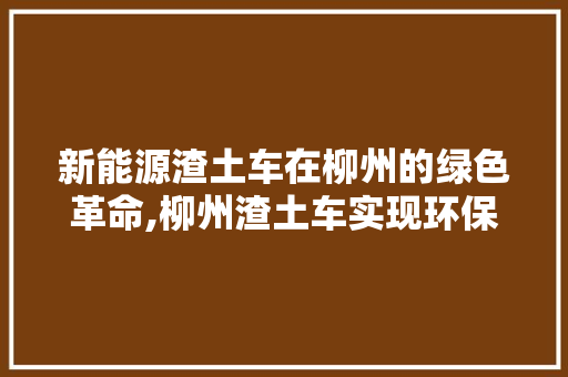 新能源渣土车在柳州的绿色革命,柳州渣土车实现环保与高效的完美融合