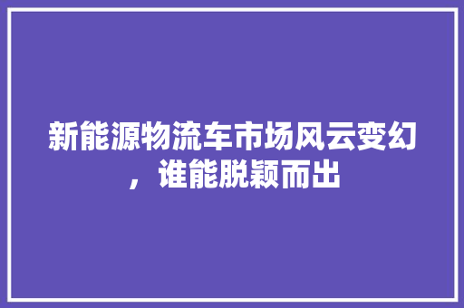 新能源物流车市场风云变幻，谁能脱颖而出