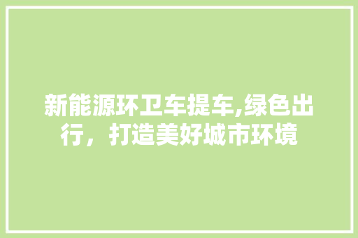 新能源环卫车提车,绿色出行，打造美好城市环境