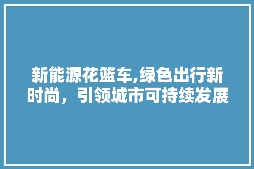 新能源花篮车,绿色出行新时尚，引领城市可持续发展