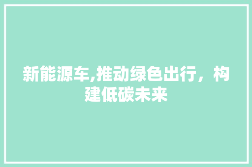 新能源车,推动绿色出行，构建低碳未来