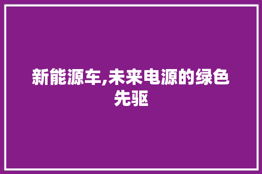 新能源车,未来电源的绿色先驱