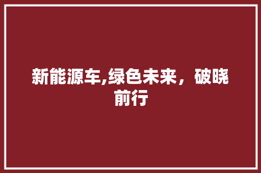 新能源车,绿色未来，破晓前行  第1张