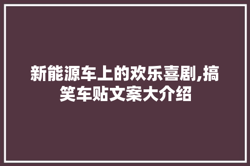 新能源车上的欢乐喜剧,搞笑车贴文案大介绍