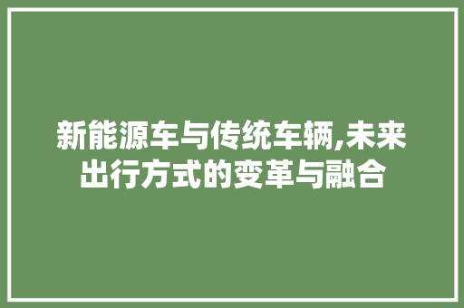 新能源车与传统车辆,未来出行方式的变革与融合