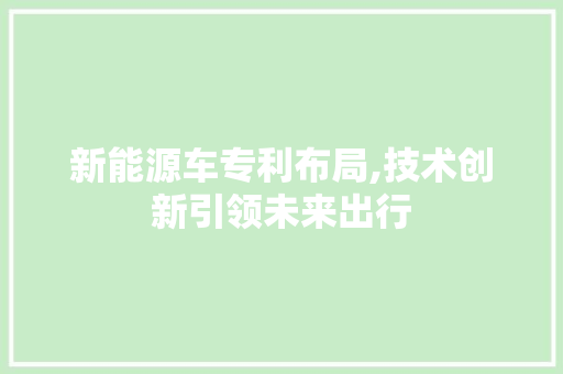 新能源车专利布局,技术创新引领未来出行