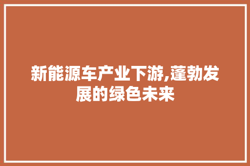 新能源车产业下游,蓬勃发展的绿色未来