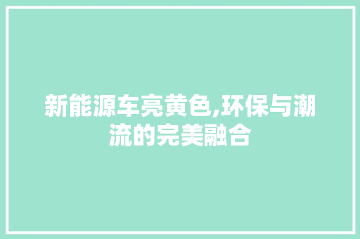 新能源车亮黄色,环保与潮流的完美融合