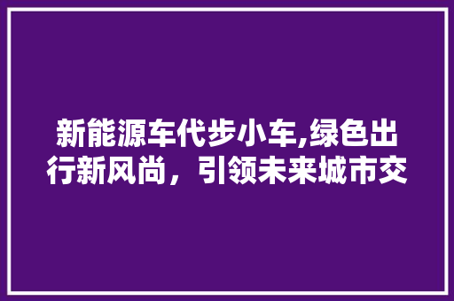 新能源车代步小车,绿色出行新风尚，引领未来城市交通潮流