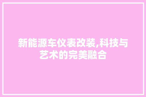 新能源车仪表改装,科技与艺术的完美融合