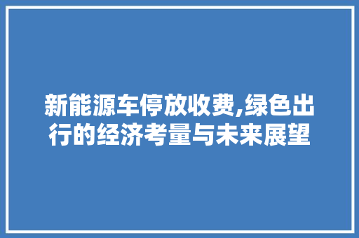 新能源车停放收费,绿色出行的经济考量与未来展望