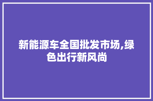 新能源车全国批发市场,绿色出行新风尚