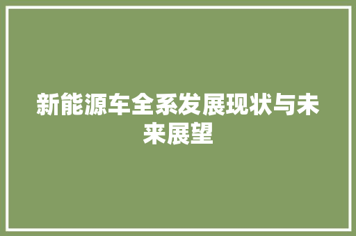 新能源车全系发展现状与未来展望  第1张