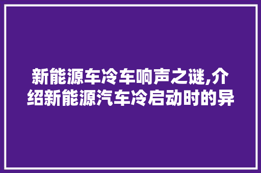 新能源车冷车响声之谜,介绍新能源汽车冷启动时的异响现象