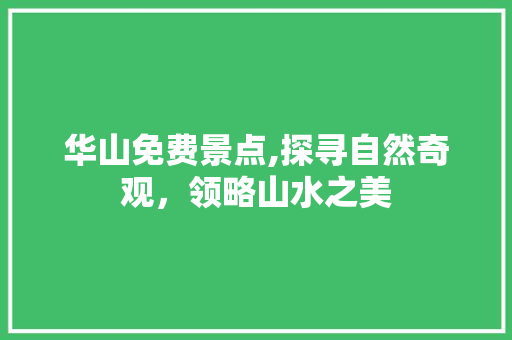 华山免费景点,探寻自然奇观，领略山水之美