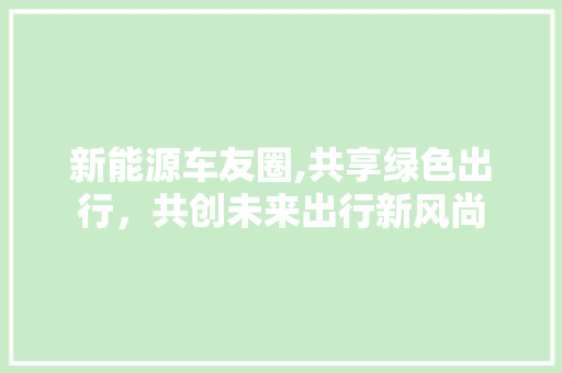 新能源车友圈,共享绿色出行，共创未来出行新风尚