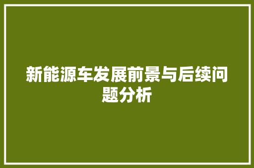 新能源车发展前景与后续问题分析