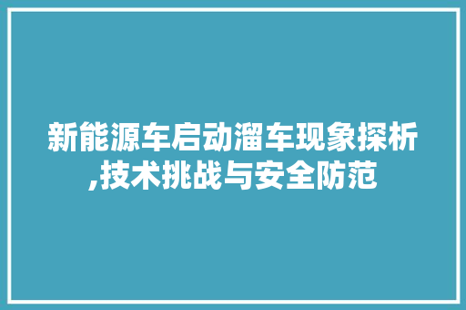 新能源车启动溜车现象探析,技术挑战与安全防范