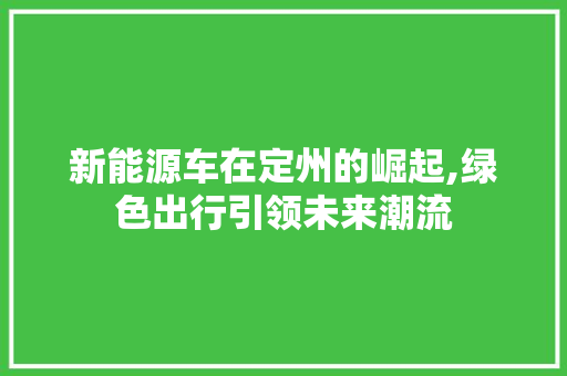 新能源车在定州的崛起,绿色出行引领未来潮流