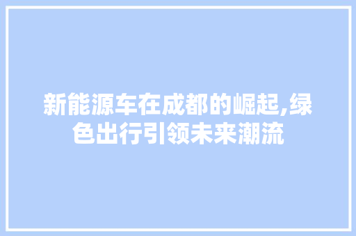 新能源车在成都的崛起,绿色出行引领未来潮流