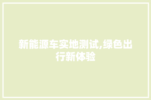 新能源车实地测试,绿色出行新体验