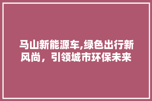 马山新能源车,绿色出行新风尚，引领城市环保未来