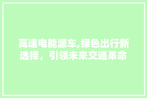 高速电能源车,绿色出行新选择，引领未来交通革命