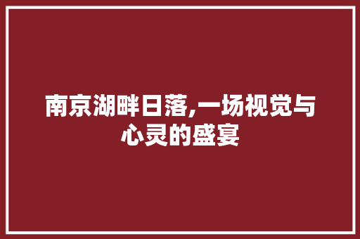 南京湖畔日落,一场视觉与心灵的盛宴