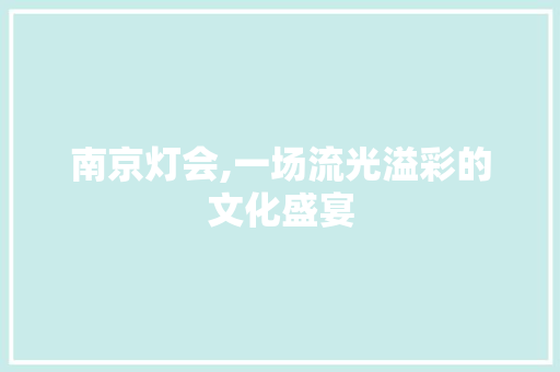 南京灯会,一场流光溢彩的文化盛宴