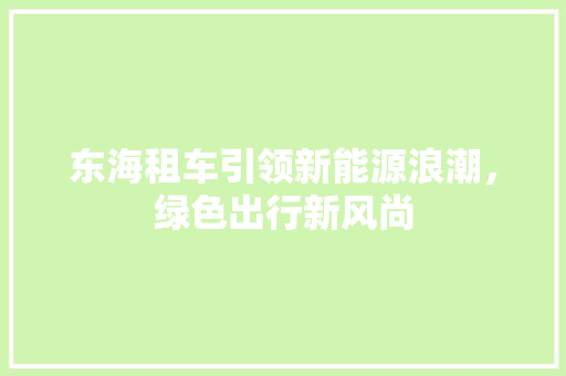 东海租车引领新能源浪潮，绿色出行新风尚