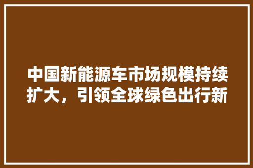 中国新能源车市场规模持续扩大，引领全球绿色出行新风尚  第1张