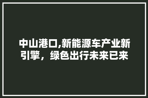 中山港口,新能源车产业新引擎，绿色出行未来已来