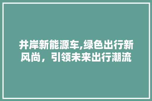 井岸新能源车,绿色出行新风尚，引领未来出行潮流  第1张