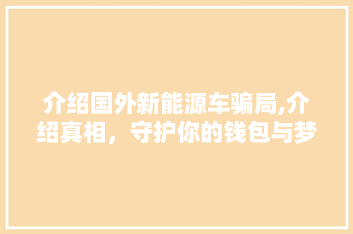 介绍国外新能源车骗局,介绍真相，守护你的钱包与梦想