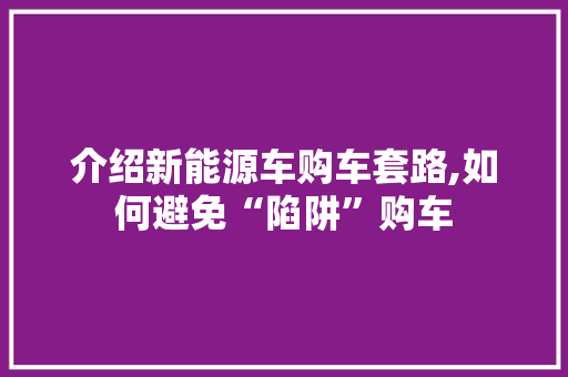 介绍新能源车购车套路,如何避免“陷阱”购车  第1张