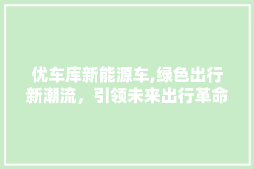 优车库新能源车,绿色出行新潮流，引领未来出行革命