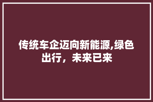 传统车企迈向新能源,绿色出行，未来已来