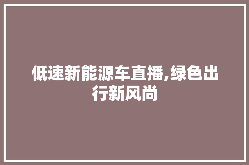 低速新能源车直播,绿色出行新风尚