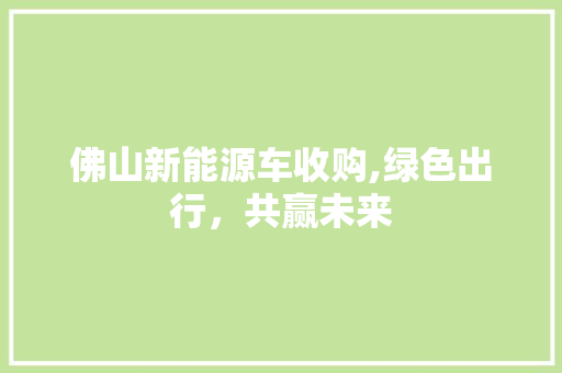 佛山新能源车收购,绿色出行，共赢未来