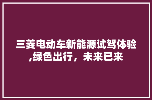 三菱电动车新能源试驾体验,绿色出行，未来已来