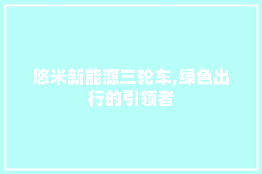 悠米新能源三轮车,绿色出行的引领者